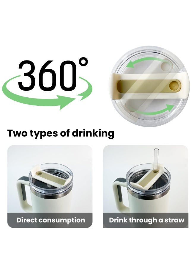 40 OZ Tumbler Lids Fit for Stanley Cup, Replacement Lids Fit for 40 OZ Stanley Adventure Quencher Travel Tumbler, Clear Spill Proof Tumbler Cover for Stanley Cup Accessories (2 PCS, Cream) - Image 3
